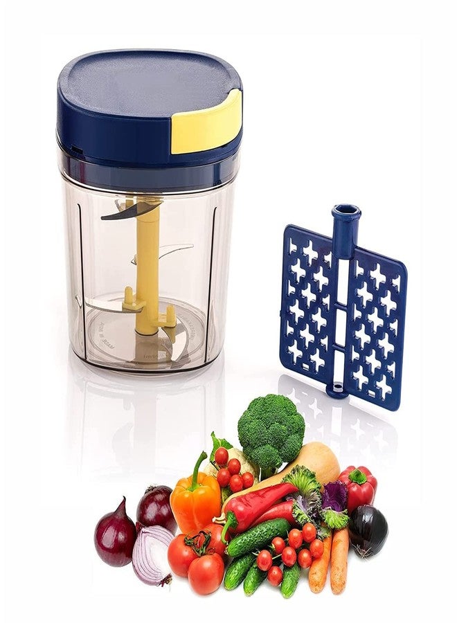 Avenn 600 ML Compact Chopper with 3 Blades effortlessly Chopping Big Size Kitchen Dori Handy Vegetable and Fruit Manual Onion Dry Fruit Salad Maker Vegetable Quick Chopper (Multicolor) - Image 3